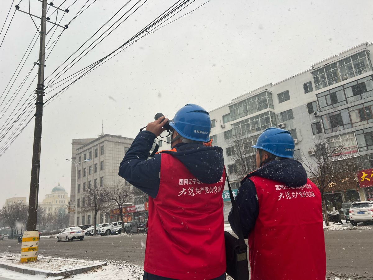 国网沈阳供电公司配电运检人员巡检10千伏城东乙线。 国网沈阳供电公司配电运检人员巡检10千伏城东乙线。