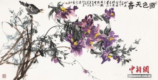 国色天香 。(张晖写意花鸟画工作室 供图) 国色天香 。(张晖写意花鸟画工作室 供图)
